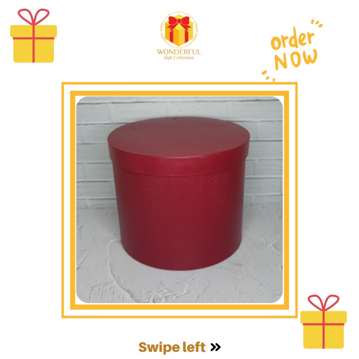 

⭐BISA COD⭐ Bloom Box Flower Bulat Round Bloom Gift Box D: 23 T: 20 WGC-5A - MERAH 23X20