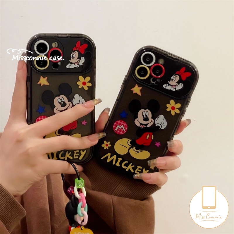 IPHONE Casing Ponsel Cermin Make Up Flip Kreatif Yang Indah Kompatibel Untuk Iphone11 12 13 14 Pro Max7 8 14 Plus XR X XS MAX SE Kartun Lucu Mickey Silicon Shockproof Soft TPU Black Case