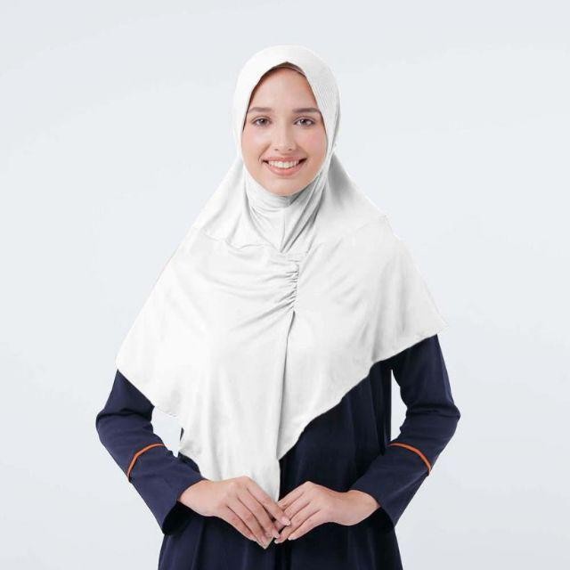 TERMURAH Jilbab Instan Bergo Polos Zoya Kalila Filia Hijab Instan Bahan Lycra - Putih 01