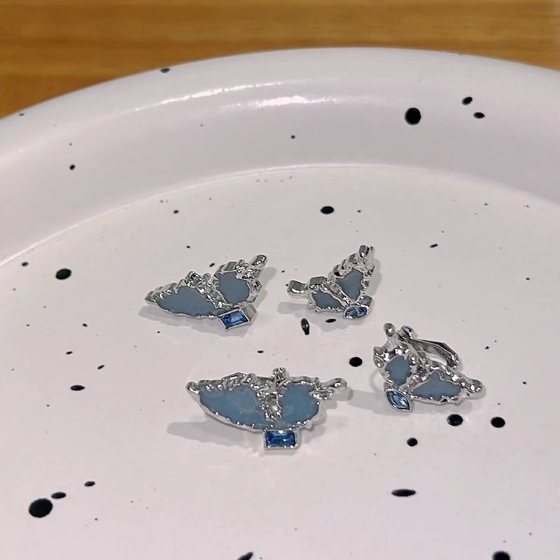 Anting Pejantan Telinga Kupu-Kupu Biru Super Gentle Untuk Aksesori Jewley Gadis Manis