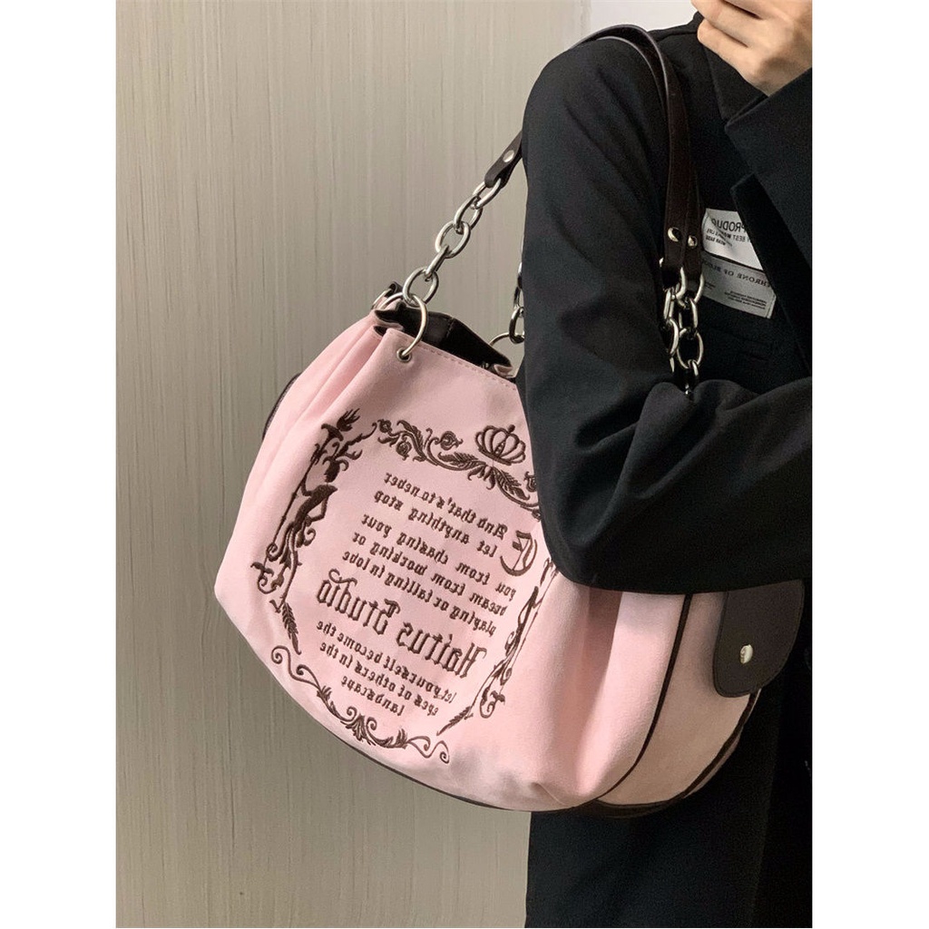 Sera Kapasitas Besar Seni Retro Gothic Rantai Tote Tas Wanita 2023 Baru Fashion Lembut Messenger Tas Labu