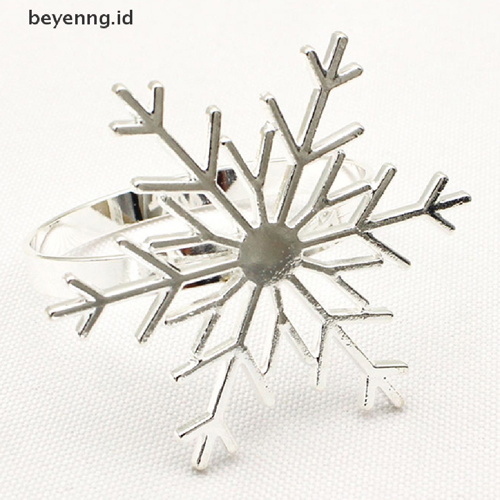 Beyen Cincin Serbet Berbentuk Snowflake Natal Setg Meja Makan Tombol Napkin Ring ID