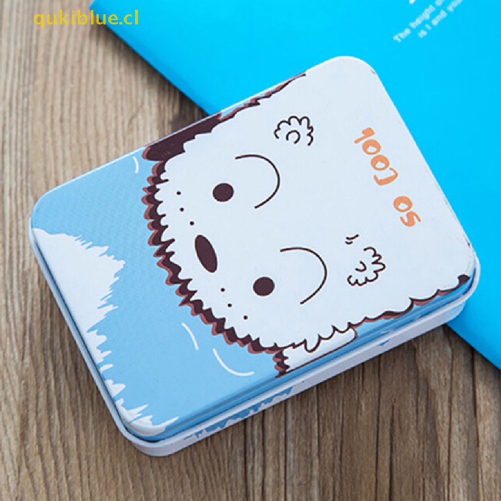 Qukiblue Wadah Logam Kaleng Mini Persegi Panjang Kecil Indah Kotak Penyimpanan Case Pattern, cl