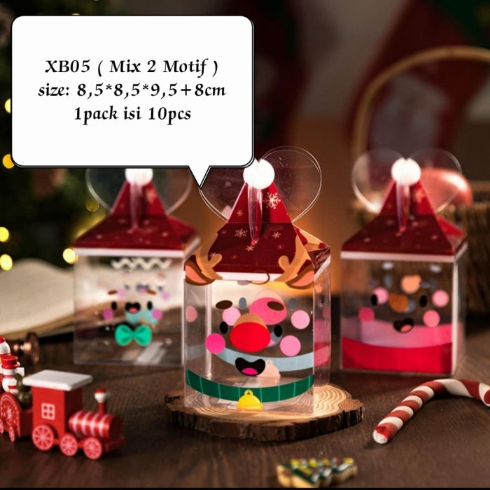 

⭐BISA COD⭐ (10pc Mix) Kotak Mika Natal XB05 Kotak Cookies Nougat Edisi Christmas