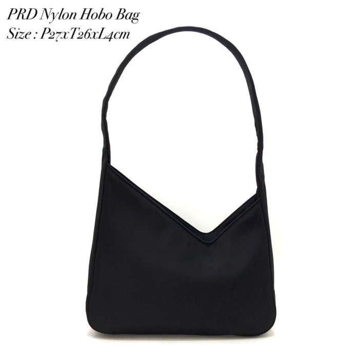 Tas Selempang Wanita Prada Nylon Hobo Bag Import - Hitam