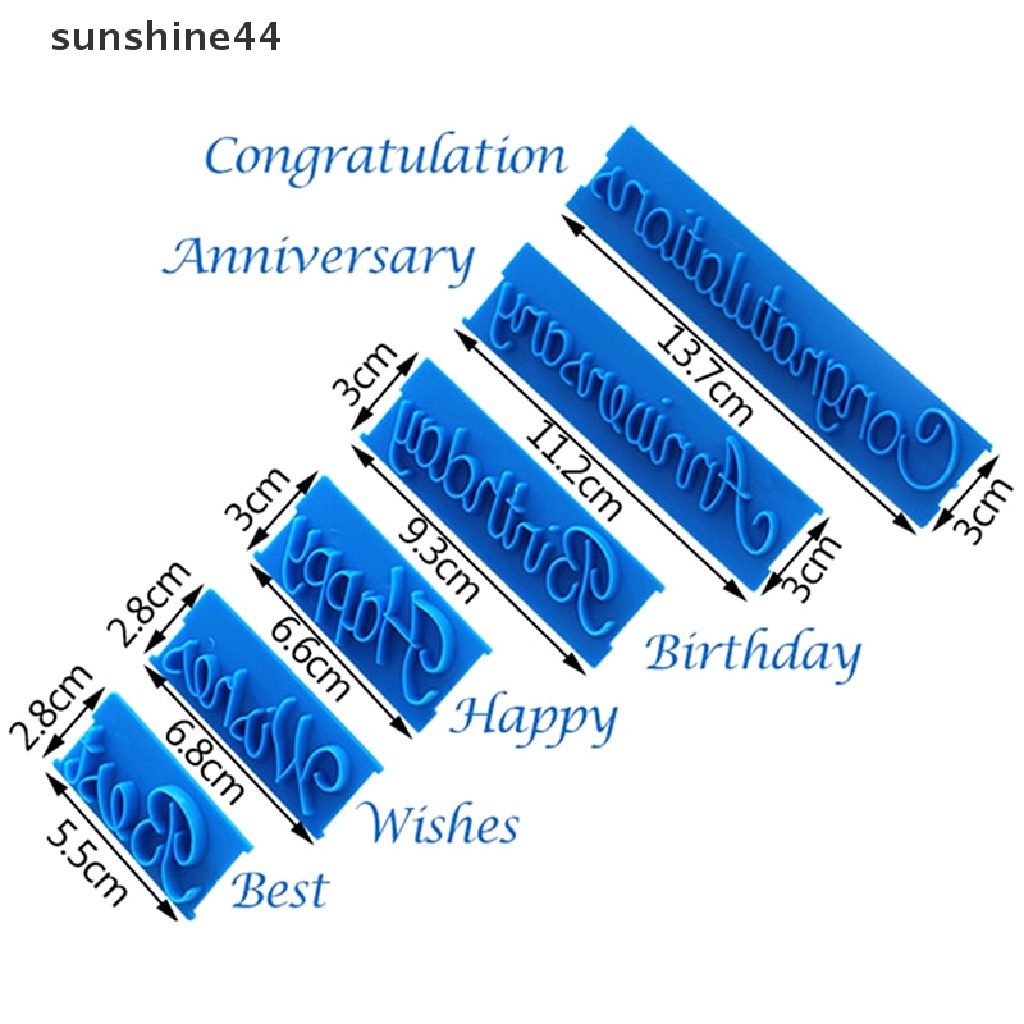 Sunshine 6Pcs/Set Cetakan Kue Kering Huruf Alfabet Kata Cookie Press Stamp Dekorasi Kue ID