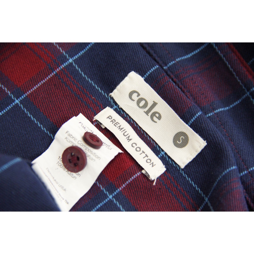 [COD] Baju Kemeja Cole Code 23 Casual Lengan Pendek Reguler Fit Biru Navy Maroon Pria Kotak-kotak | Kemeja Original 100% Brand Matahari Big Size Kasual Kesual