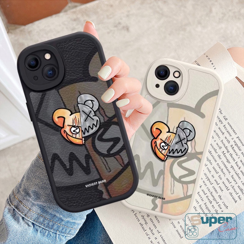 Oppo A57 A15 A17K A78 A58 A16 A95 A17 A9 A54 A5 A5s A12 A77s A7 A74 A76 A96 A55 A3S A16K A16E A53 A31 A92 A1K Reno 8T 5F 5Z 8 7 Trendy Brand Violent Bear Kartun Pasangan Empuk Sarung