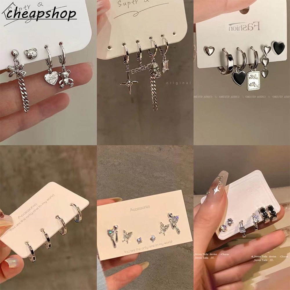 IFYOU Dodder Anting Kupu-Kupu Mutiara Vintage Silver Stud Earring Untuk Wanita Aksesoris Perhiasan Fashion