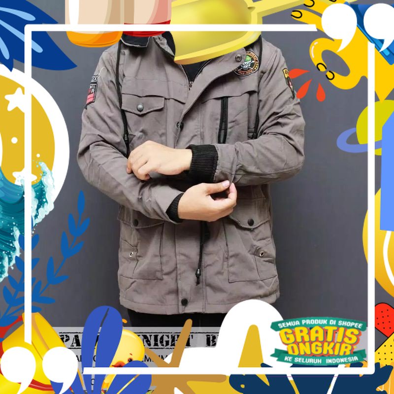jaket Parka jaket sensor jaket terendi jaket masa kini jaket parka pria/ merah putih biru polos