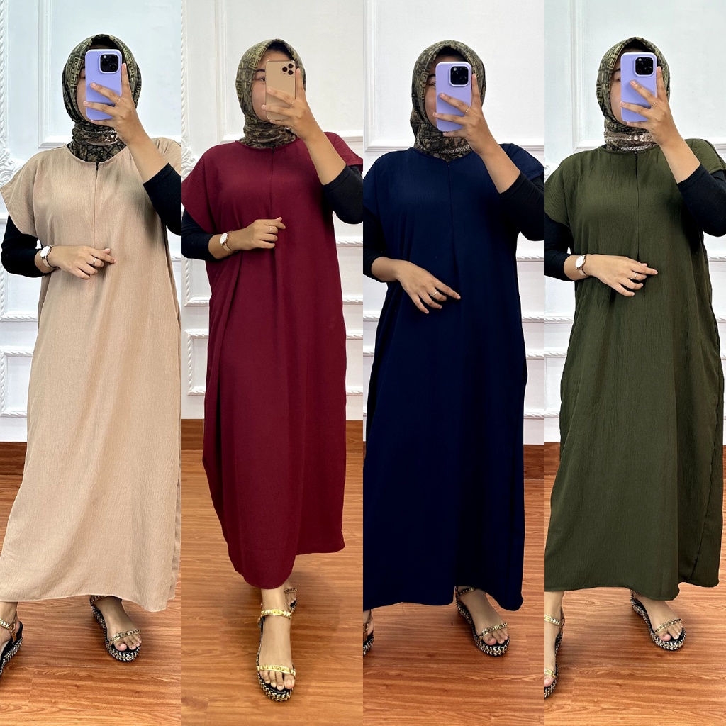 Longdress Crinkle Airflow Premium Bahan Adem Tebal - Areabanca