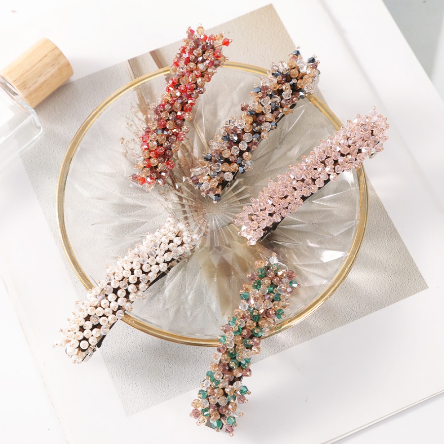 Korea Manik-Manik Kristal Jepit Rambut Ponytail Holder Woman Pearl Colorful Hair Clip Aksesoris Rambut