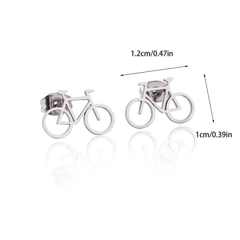 Tiny Bike Bicycle Anting Stainless Steel Untuk Wanita Fashion Warna Perak Kebugaran Olahraga Stud Earrings Piercing Telinga Perhiasan Hadiah Teman