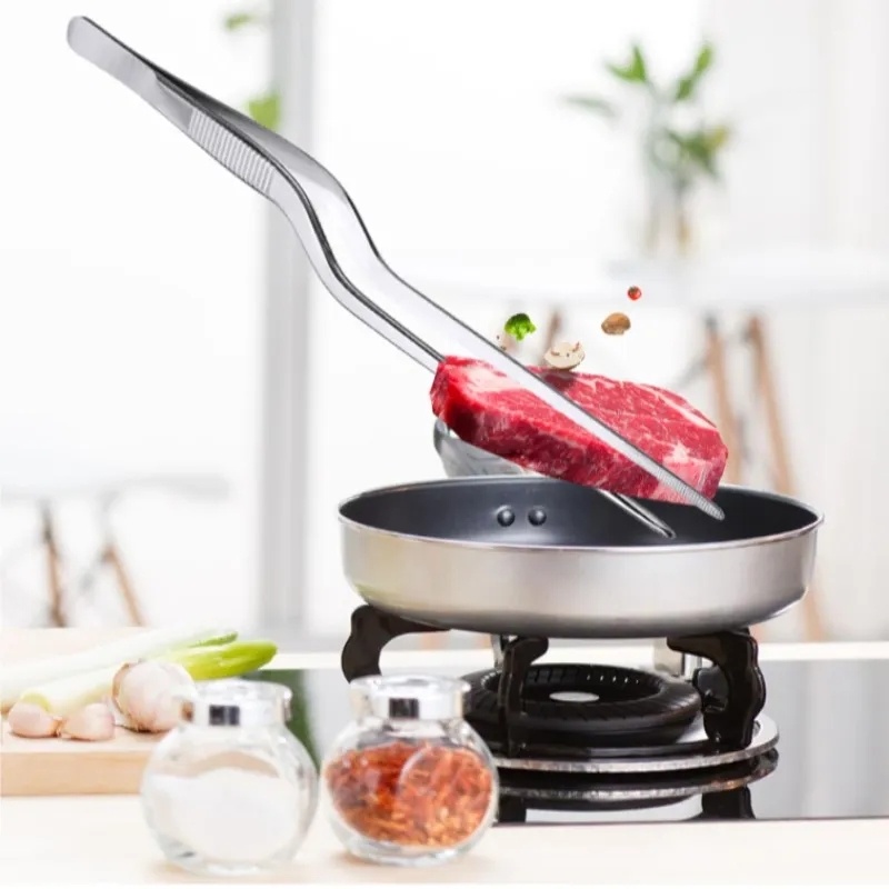 Klip Barbekyu Masak Aksesoris Dapur Rumah Stainless Steel Pinset Makanan Chef Dessert Making Tools Portable Klip Piknik