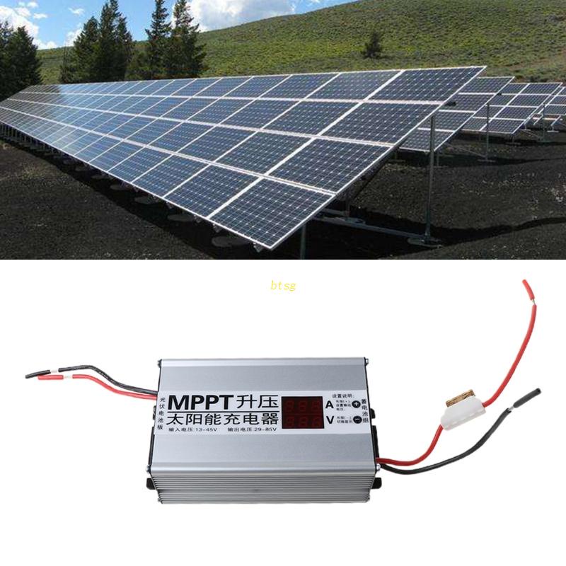 Btsg MPPT Solar Panel Cells Charger Controller 10A Booster 13-45 Step Up 29-85V Adjustable 24V 36V 48V 60V 72V Baterai