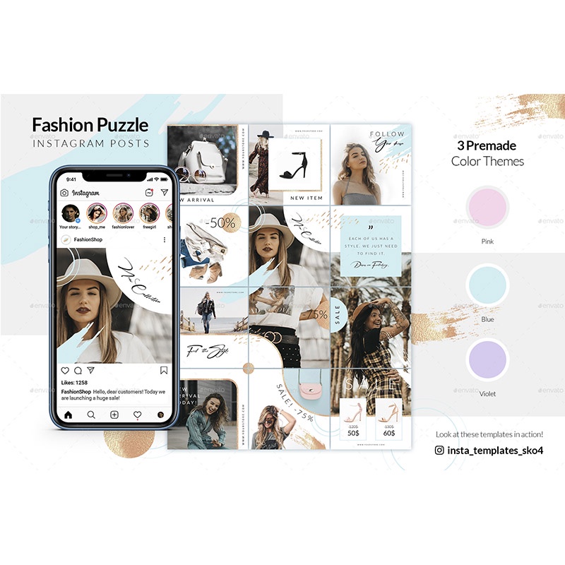 Template Instagram Fashion Puzzle v4 - Adobe Photoshop Desain