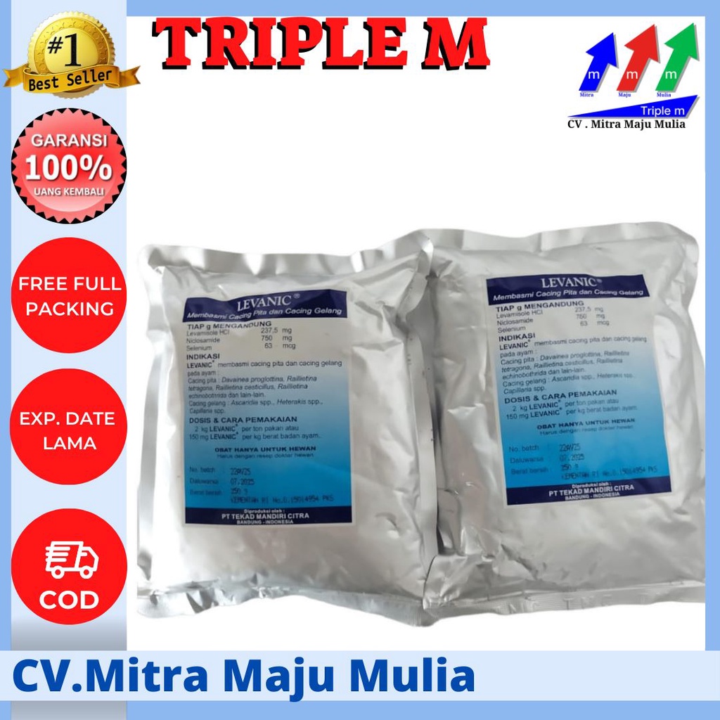 LEVANIC 250 gram Obat Cacing Pita dan Cacing Gelang produksi TMC