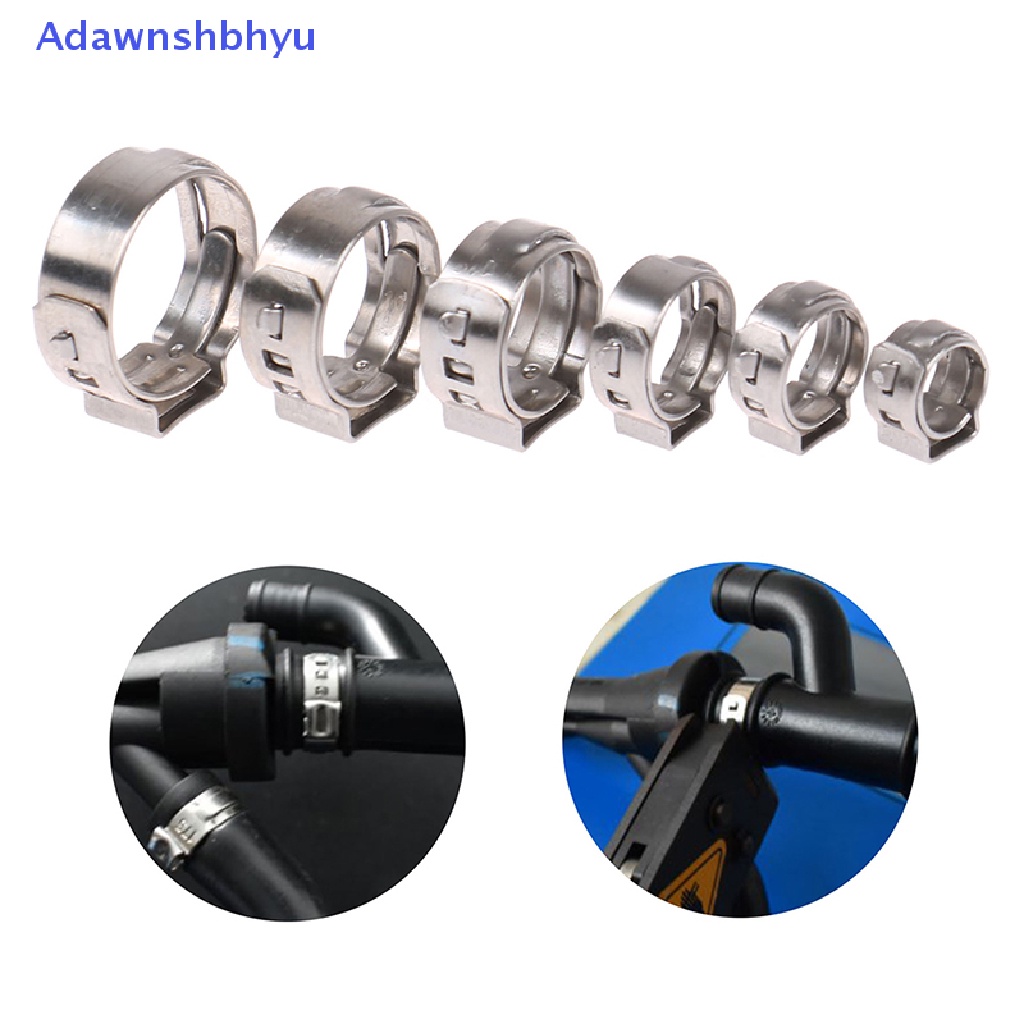 Adhyu 10Pcs Klem Selang Single Ear Stepless 304stainless Steel Hose Clamp Cincin Penjepit Cinch Untuk Sealing Hose Quick Release Clamp ID