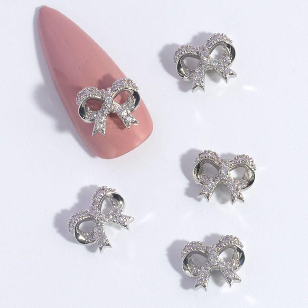 Needway Dekorasi Nail Art Beruang Mewah Cinta Hati Cincin Kuku Ikatan Simpul Hiasan Kuku