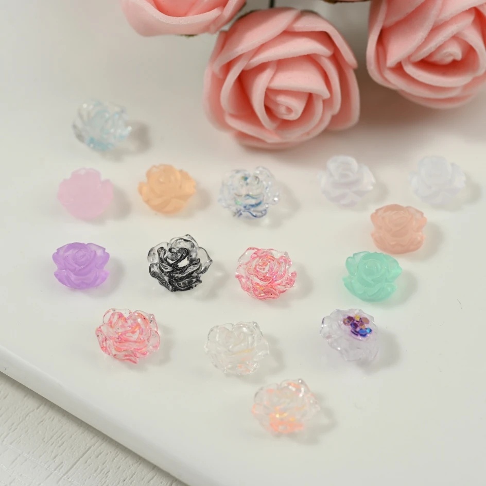 Sequin Camellia Nail Art Stickers/Glitter Rose Flower Aurora Colorful Resin Stiker Kuku/Nail Art DIY Charms Nail Decals