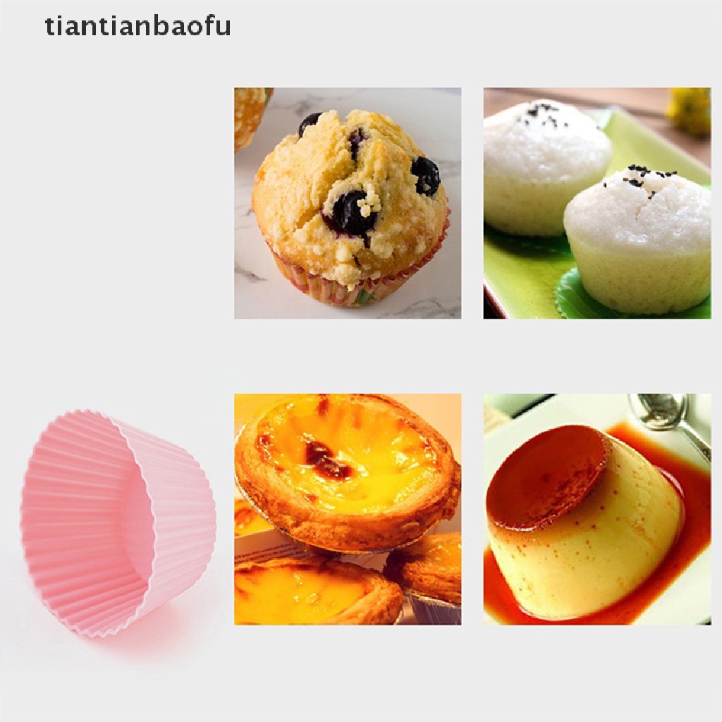 [tiantianbaofu] 7 Pcs/lot Silikon Kue Cup Bulat Berbentuk Muffin Cupcake Cetakan Kue Perlengkapan Masak Dapur Rumah Kue Decorag Tools Butik
