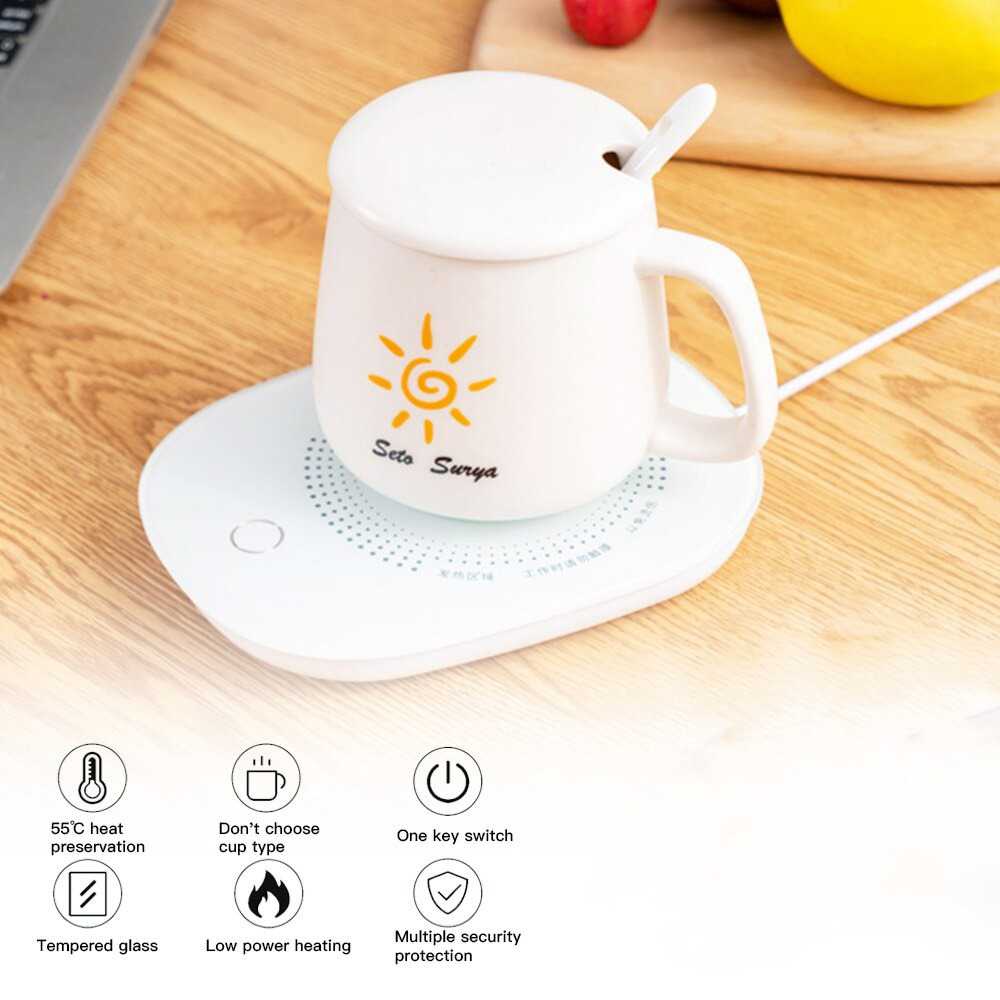 (BISA COD) FTIHSHP HKITCHEN Tatakan Gelas Pemanas Coffee Cup Warmer Heating Pad - HD-01