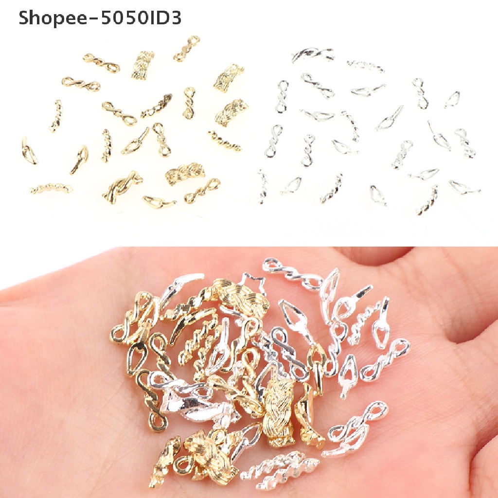 [HOT] 10/20pcs Rantai Logam Emas Perak Jepang Korea Nail Art Dekorasi DIY Alat Kuku [ID]