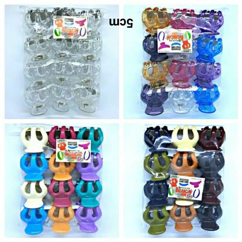 12Pcs Jedai Bangkok Import Lokal Besar 5cm / Jepitan Rambut / Jepit Jedai