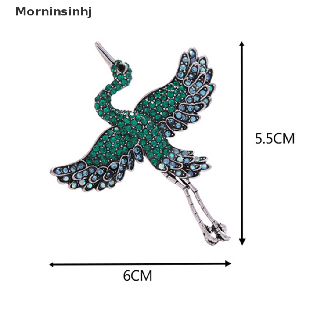 Mornin Berlian Imitasi Crane Burung Bros Wanita Paduan Memicu Hewan Bros Pin Hadiah id