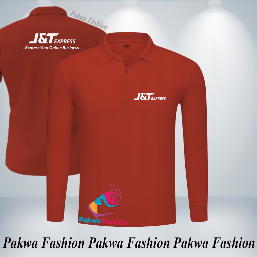 Poloshirt Panjang JNT-Express Premium Kaos Distro Pria Wanita Polo Kerah Seragam Keren Cewek Cowok T