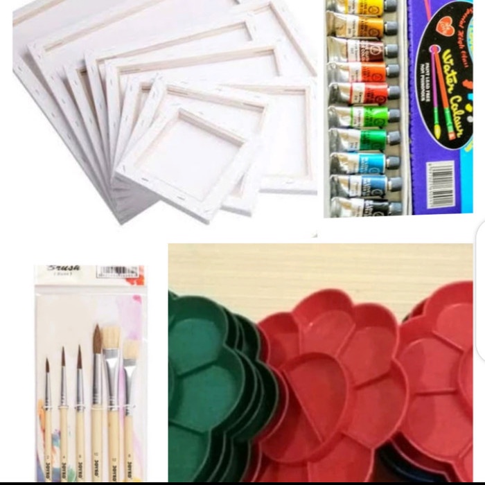 

DISKON SHOPEE/ paket lukis (kanvas 20x20 palet,kuas,cat air)