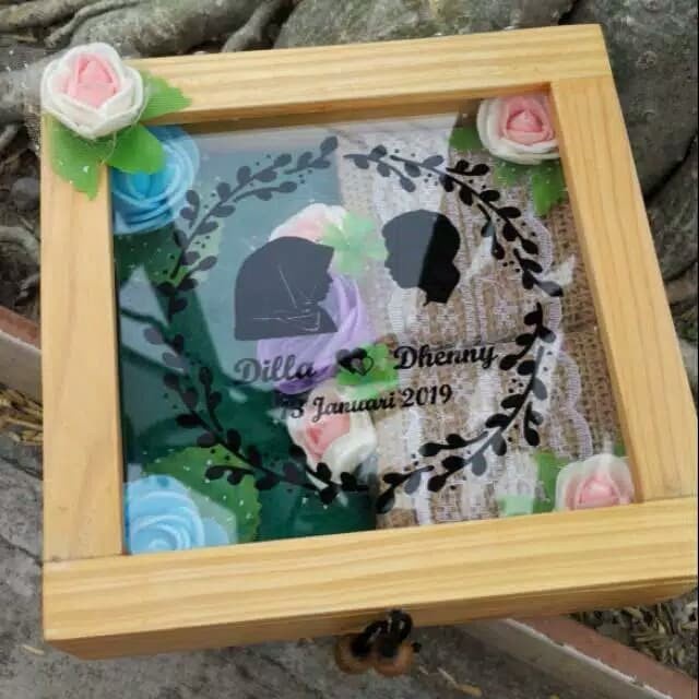 

⭐BISA COD⭐ kotak mahar uang cincin dan logam mulia kayu pinus - Polos Tali