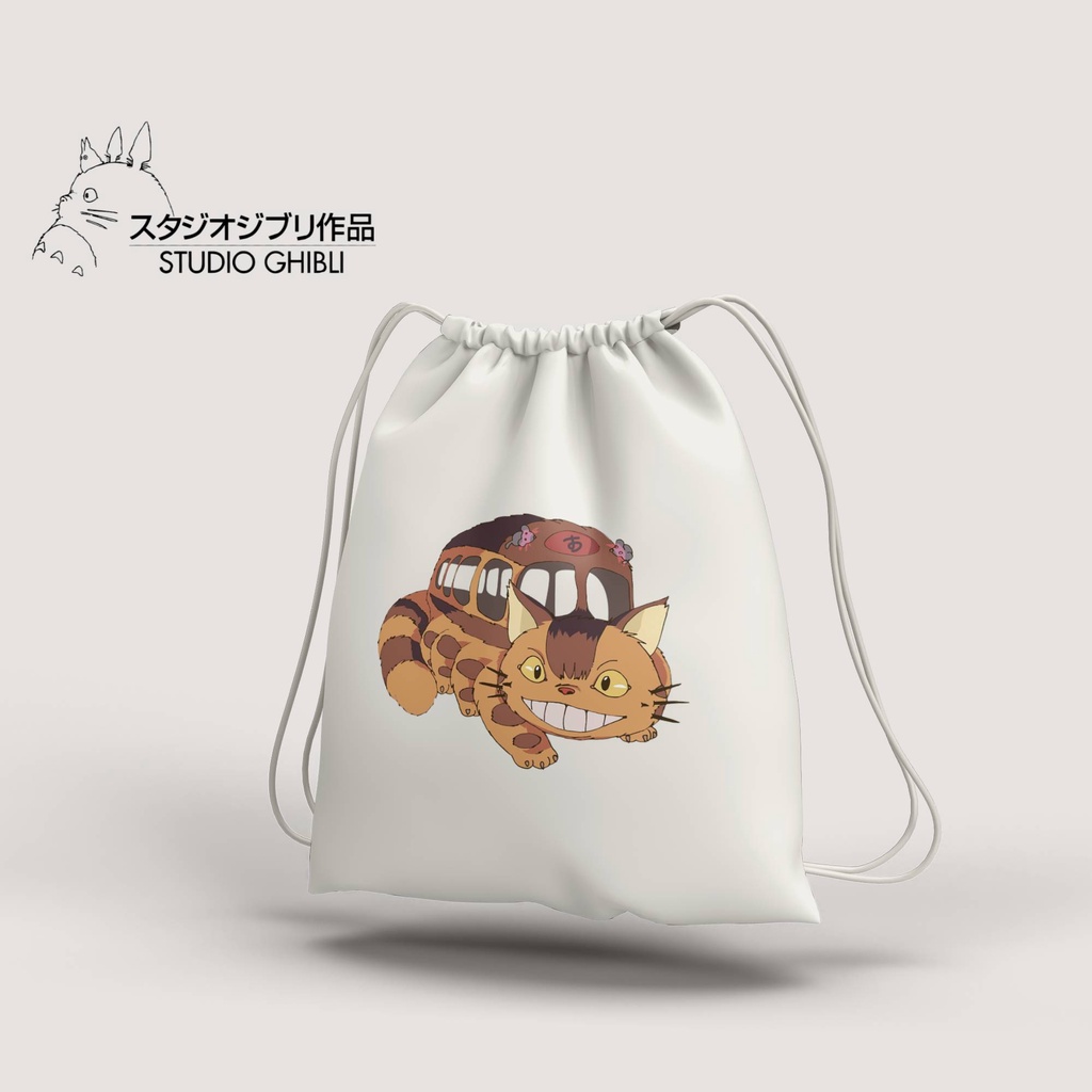 Stringbag Anime studio ghibli series my neighbor totoro tas serut canvas blacu premium string bag