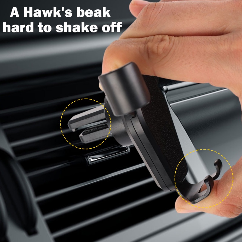 Universal Hitam Gravity Car Mobile Phone Holder Auto Air Vent Mounted Clip Phone Bracket in Car Phone Stand Kompatibel Dengan Semua Ponsel Smartphone