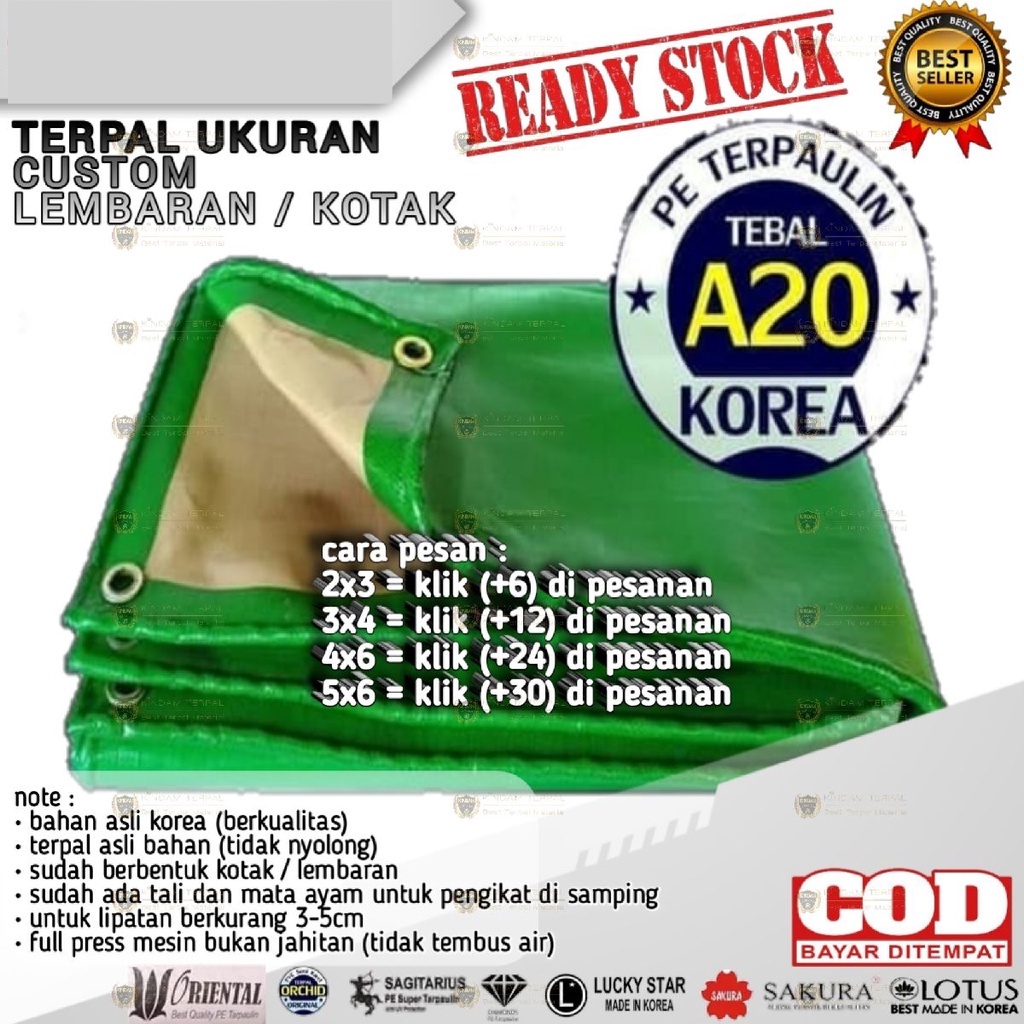 TERPAL A20 S SUPER UV KOREA IMPORT UKURAN CUSTOM | TERPAL LEMBARAN SUPER