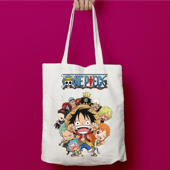 Promo - Totebag Tote Bag Anime One Piece monkey d luffy Wibu Kanvas Lucu Tas A - ONE PIECE SUSUN - S