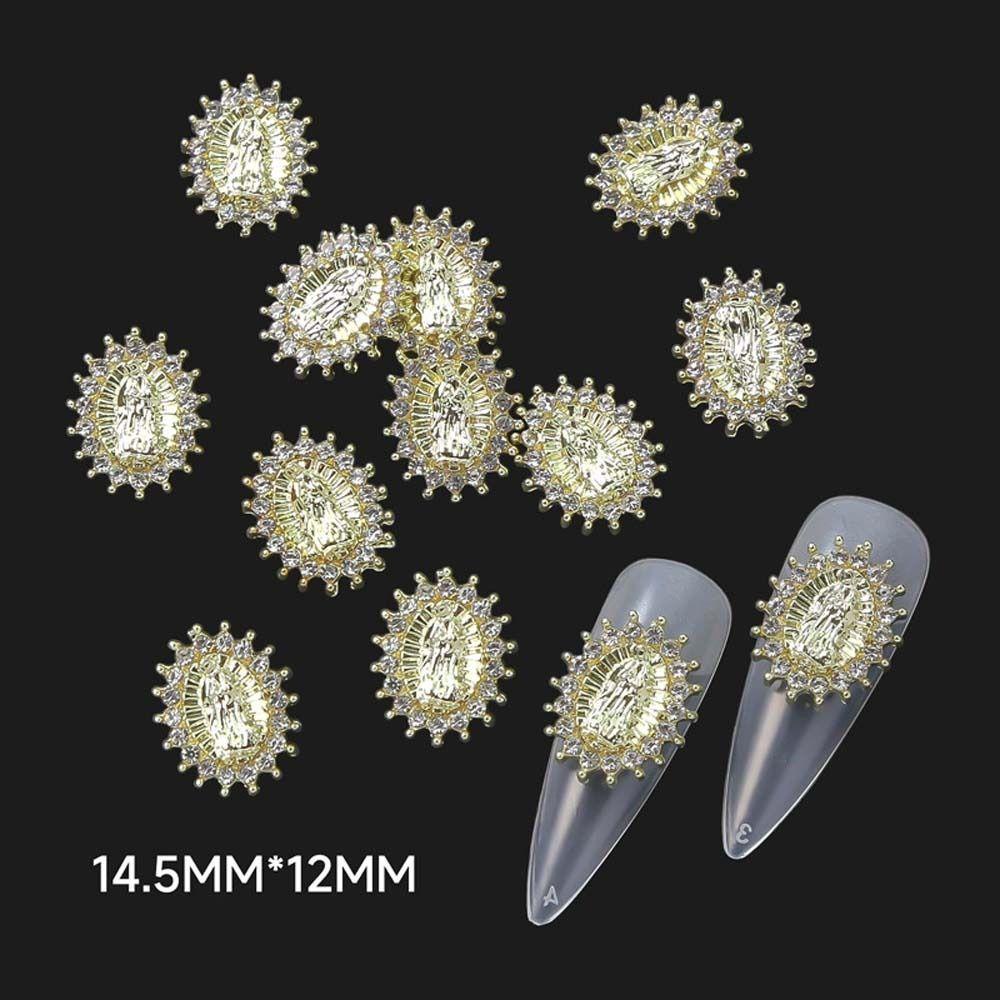 Mxbeauty Kuku Rhinestones Nail Charms Alloy Rhinestones Cleopatra The Pharaoh Kitty Kucing Manicure Aksesoris Virgin Mary 3D Nail Art Drills