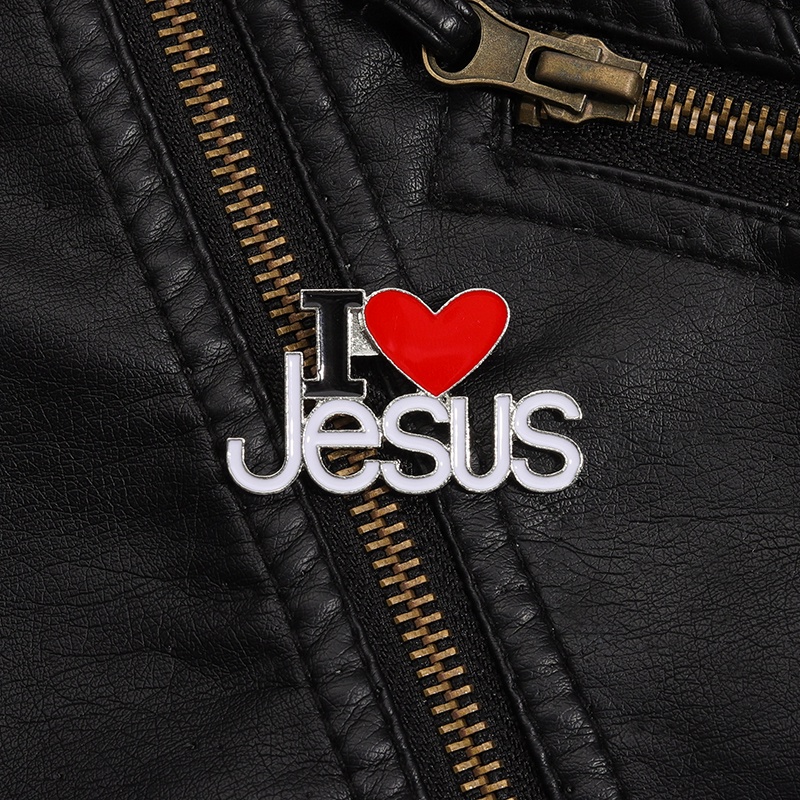 I Love Jesus Lapel Pin Simple Enamel Brooch Gift for Friends Clothing Accessories Wholesale