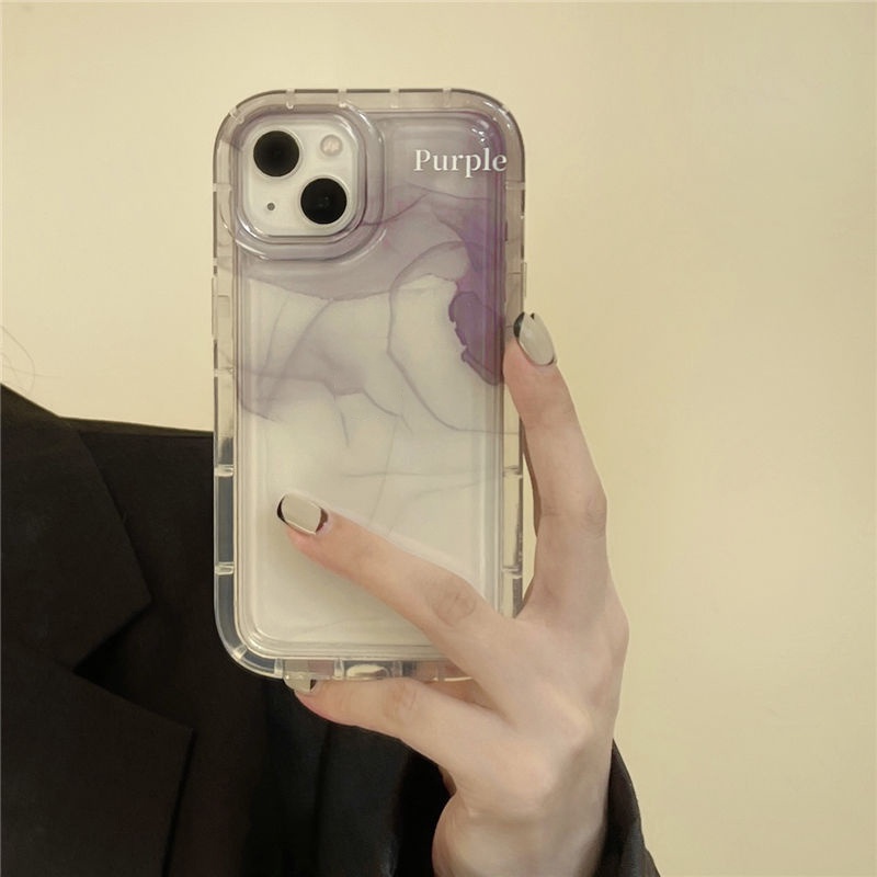 IPHONE Ungu Soft Phone Case Kompatibel Untuk Iphone14 13 11 12 Pro XS Max X Xr7 +8 Plus Casing TPU Silikon Shockproof Cover