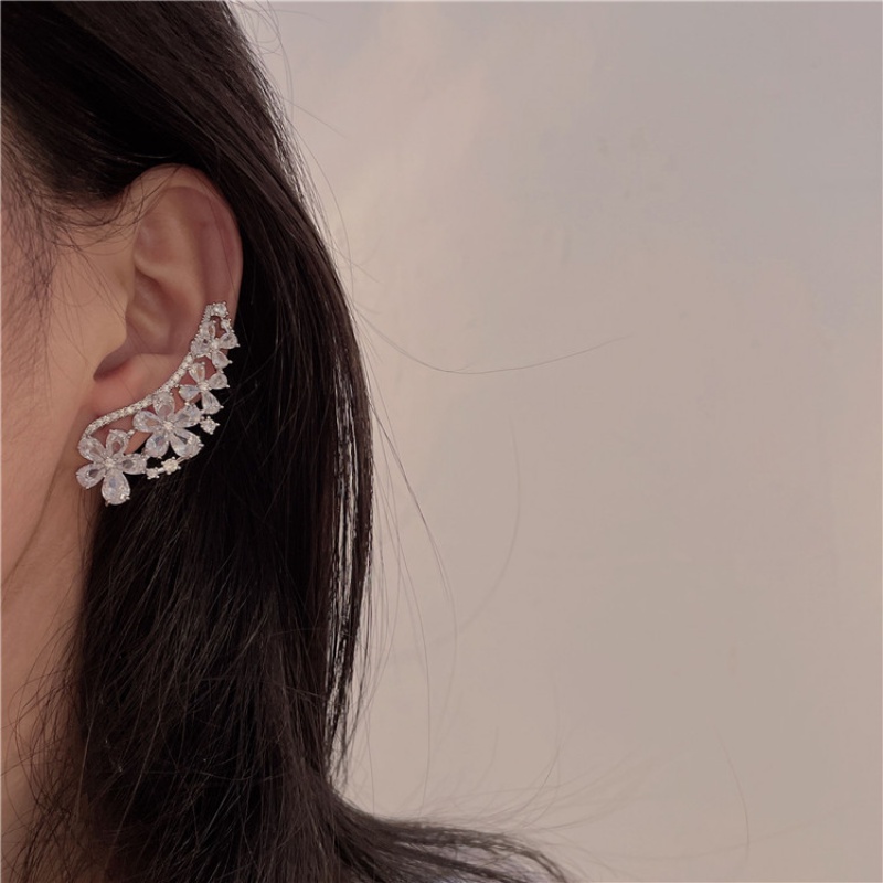 1pc Fashion Zirkon Bunga Anting Klip Anting Terintegrasi Kualitas Tinggi Anting Rohani