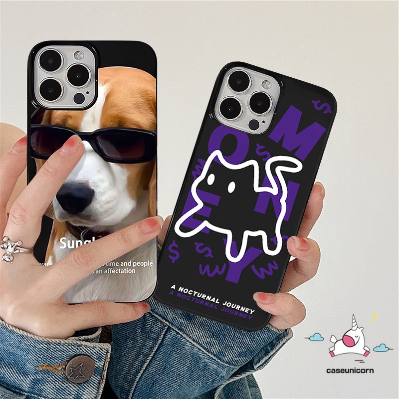 IPHONE Casing Ponsel Pasangan Kompatibel Untuk Iphone11 14 12 13 Pro Max XR 78 Plus X XS Max SE 2020 Pasangan Kartun Lucu Kucing Anjing TPU Lembut Shockproof Glossy Cover