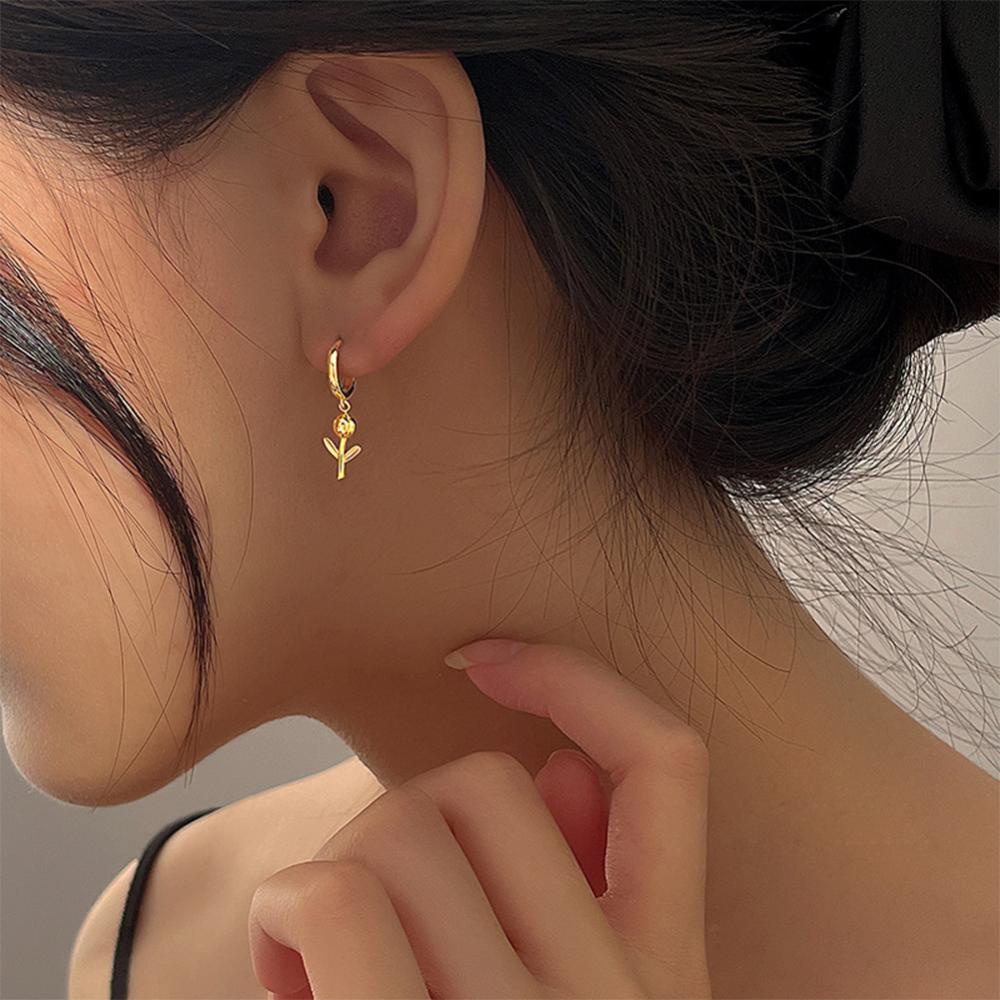 Timekey Indah Tulip Telinga Gesper Anting Mode Sederhana Bunga Anting Perhiasan Aksesori Wanita Earing Elegan F5T5