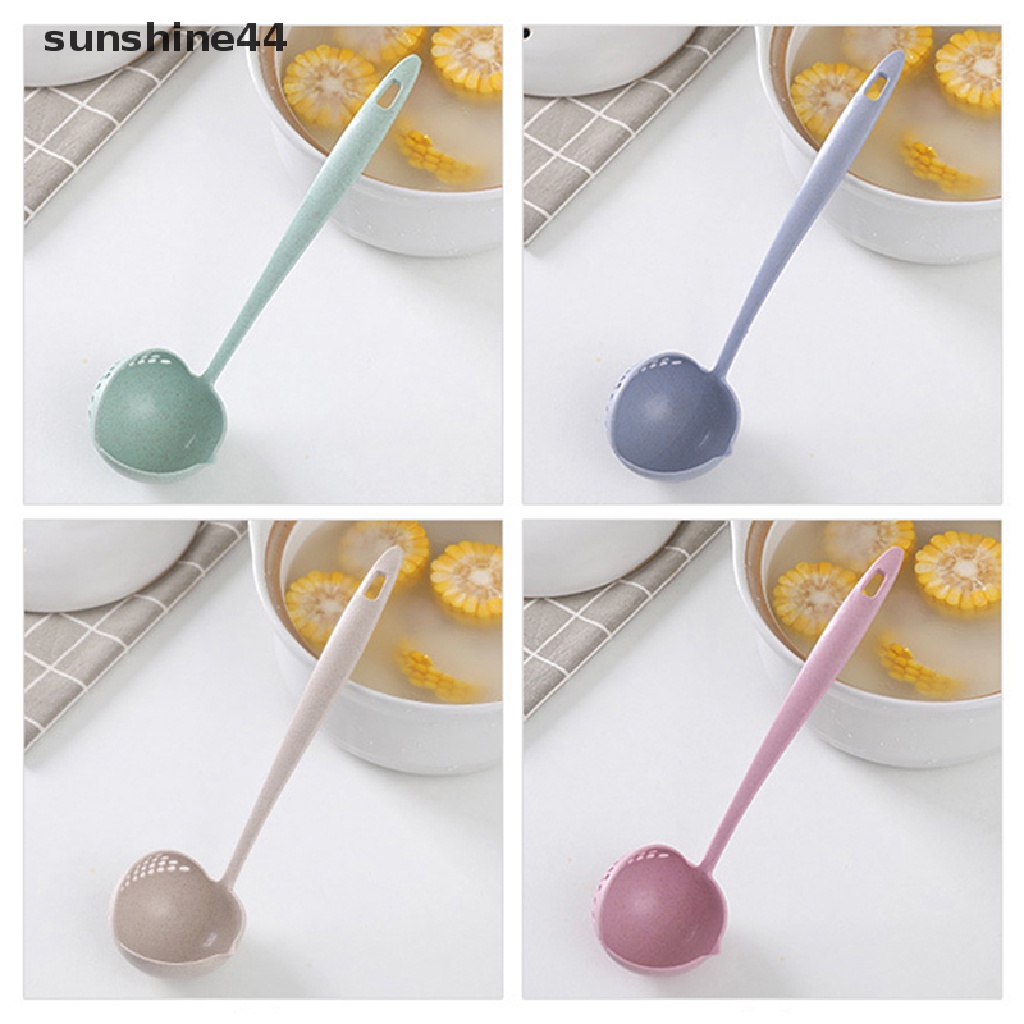 Sunshine Sendok Sup Gagang Panjang 2in1 Sendok Slotted Home Strainer Cooking Colander Kitchen Scoop Aksesoris Dapur Plastik ID