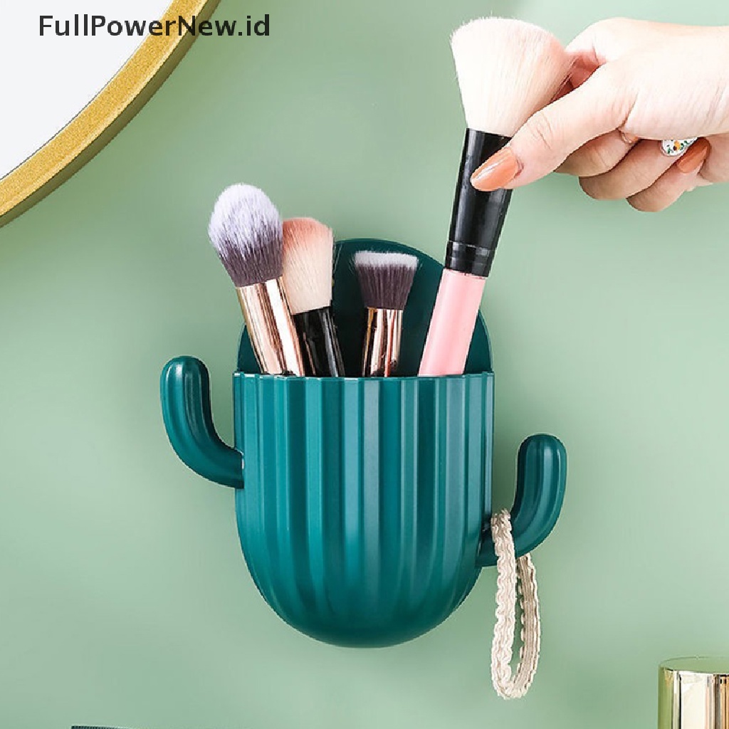 Power Makeup Brush Toothbrush Holder Dinding Perekat Diri Seamless Rak Penyimpanan Kaktus ID