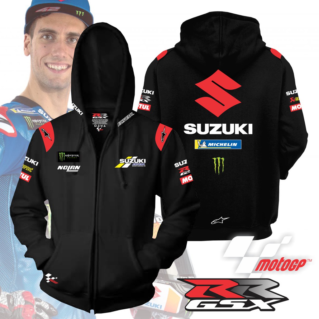 JAKET HOODIE ZIPPER LOGO TEAM / Hoodie Zip Suzuki 2021 MotoGP Racing Team / LOGO SABLON PREMIUM / Ba