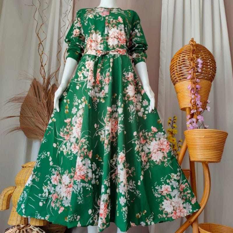Terbaru ✨ Homedress Muslim Gamis Maxy Monalisa Motif Bunga Bangkok Busui Gamis Katun Jumbo Motif Mon