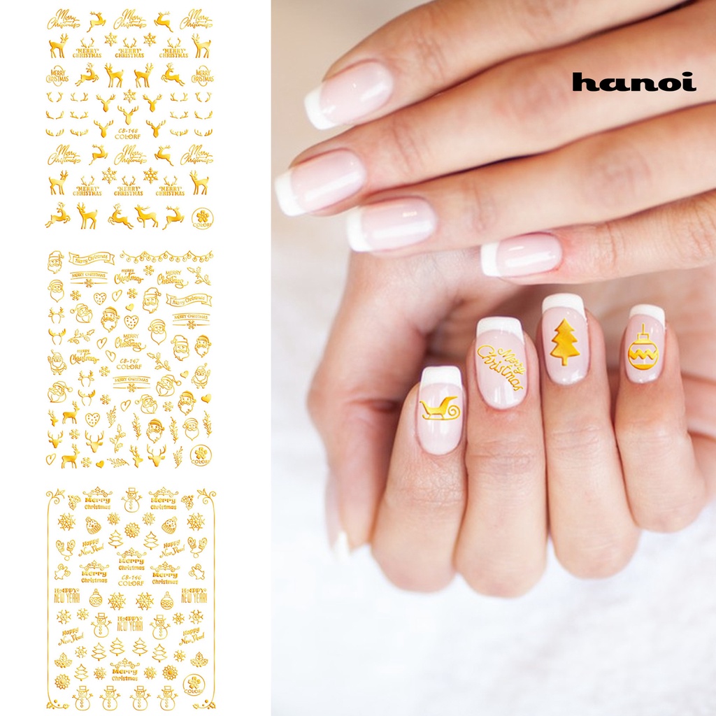Hi Xmas Stiker Kuku Self-Adhesive Shiny Paste Mudah Tidak Luntur DIY Mini Bersinar Glitter Merah Natal Nail Decal Untuk Gadis