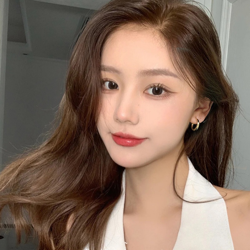 Kami Bunga Sederhana Fashion s925 Perak Glossy Lingkaran Hoop Anting-Anting Untuk Wanita Perempuan Punk Chunky Logam Anting-Anting Trendi Telinga Perhiasan