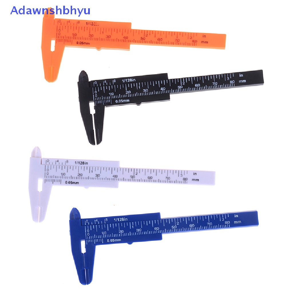Adhyu 1pc Mini sliding vernier caliper Plastik Ukur Penggaris gauge double scale 80mm ID