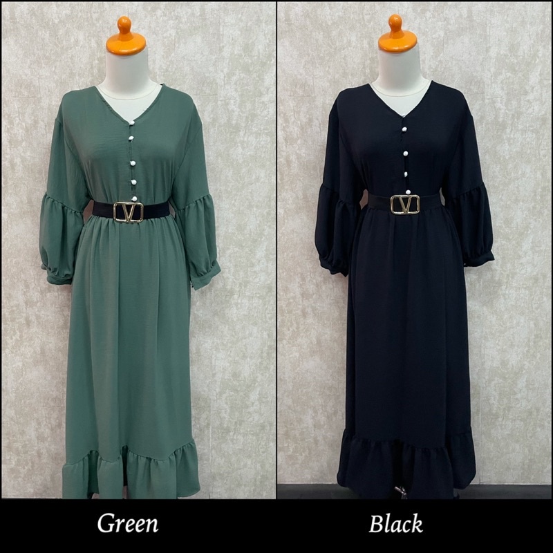 Terbaru ✨ Homedress Muslim Delia Gamis Crinkle Dress Gamis Kancing Mutiara Gamis Jumbo Belt All Size